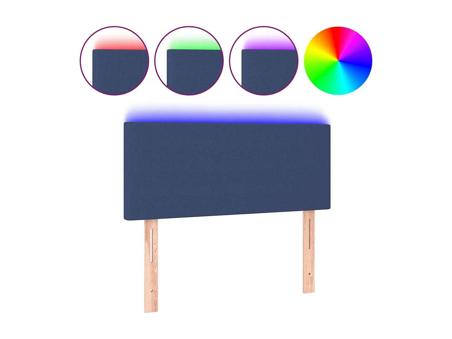 Tête de Lit | Panneau de tête pour lit Moderne à LED Bleu 90x5x78/88 cm Tissu