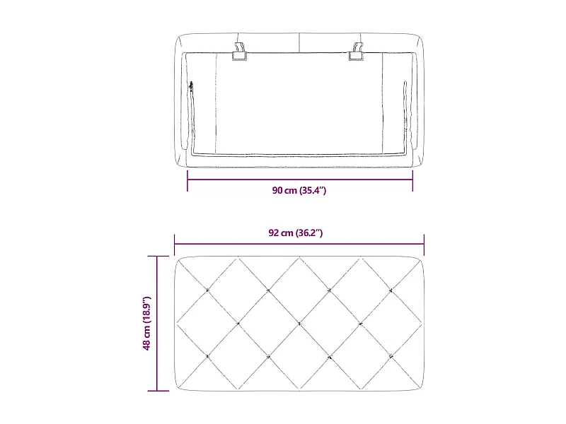 Cabecero de Cama | Cabezal de cama | Mueble de cabecero acolchado terciopelo rosa 90 cm