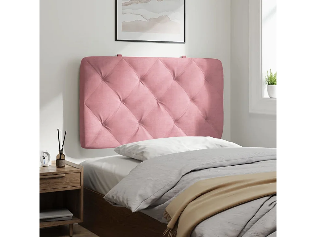 Hoofdbord | Hoofdbordkussen 90 cm fluweel roze