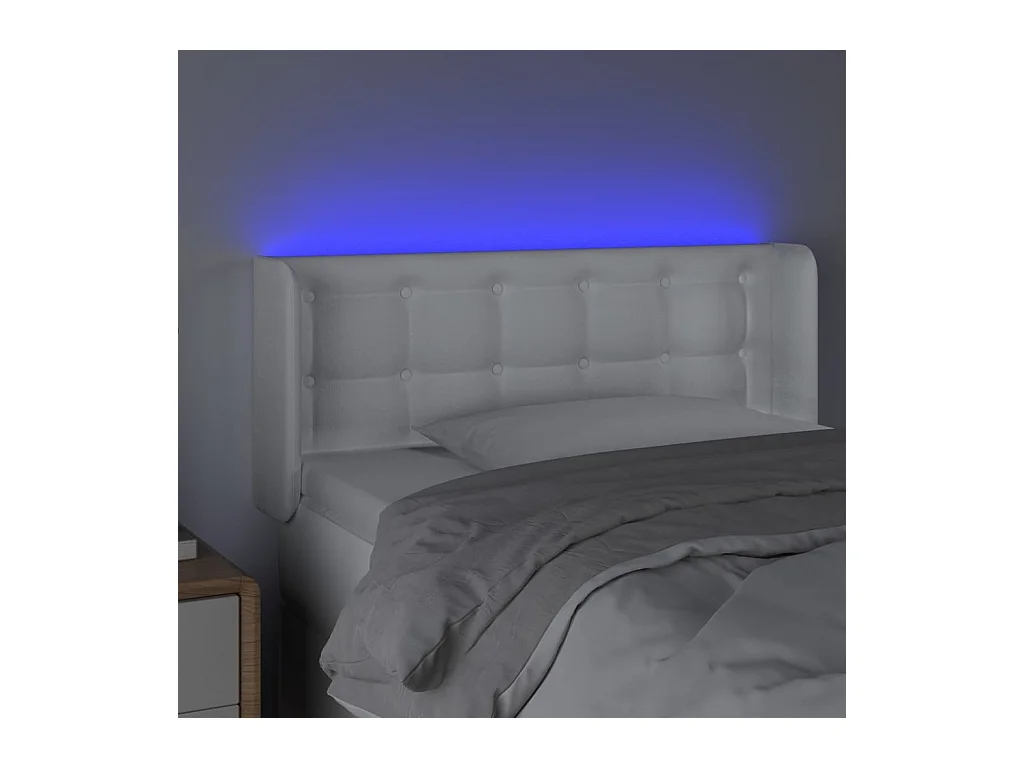 Tête de Lit | Panneau de tête pour lit Moderne à LED Blanc 83x16x78/88 cm Similicuir