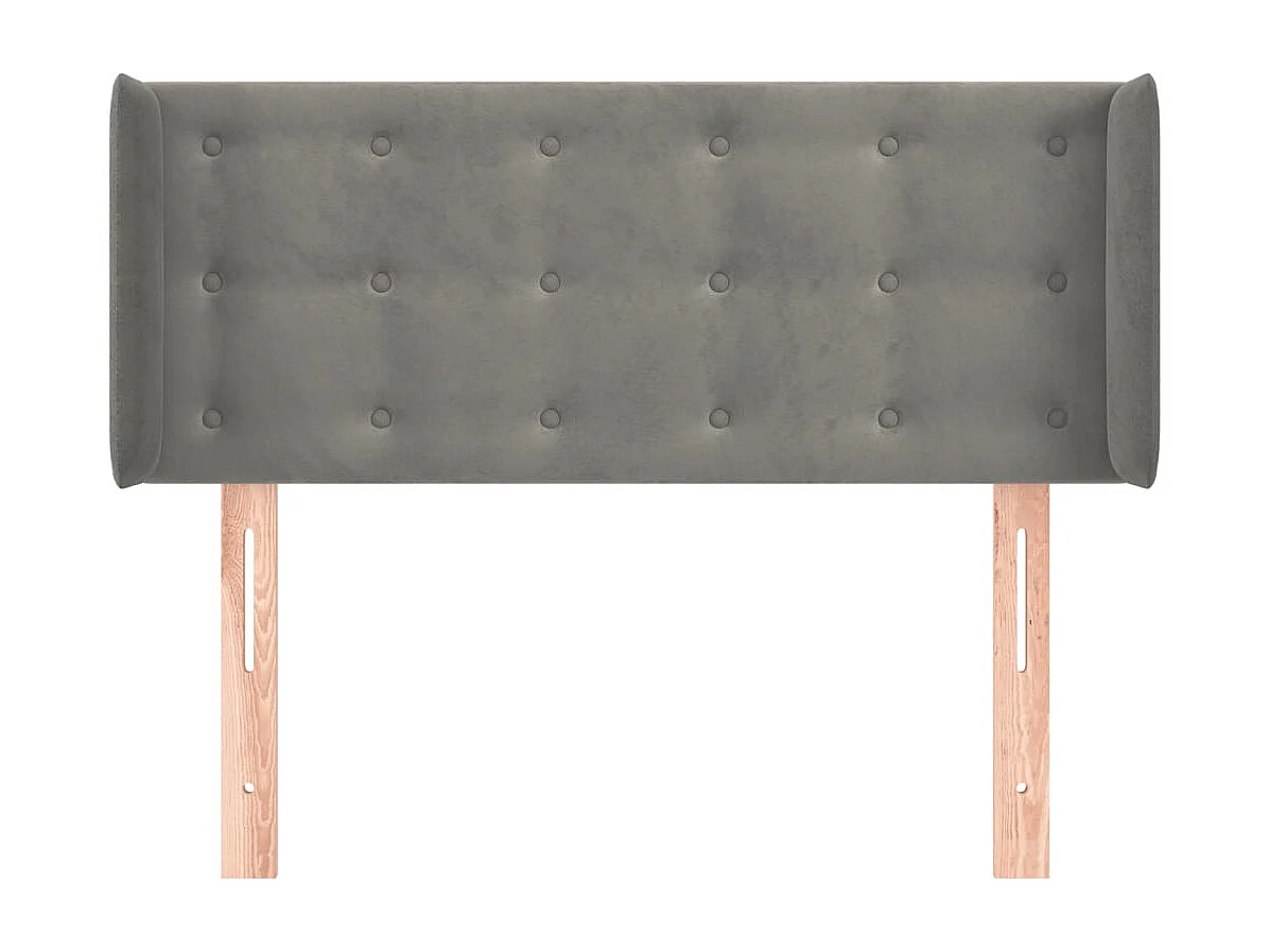 Mueble cabecero | Cabezal de cama | Cabecero de terciopelo gris claro 83x16x78/88 cm