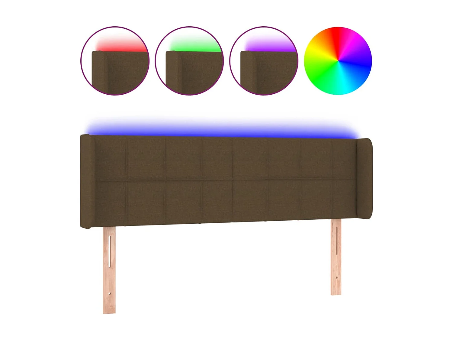 Tête de Lit | Panneau de tête pour lit Moderne à LED Marron foncé 147x16x78/88 cm Tissu