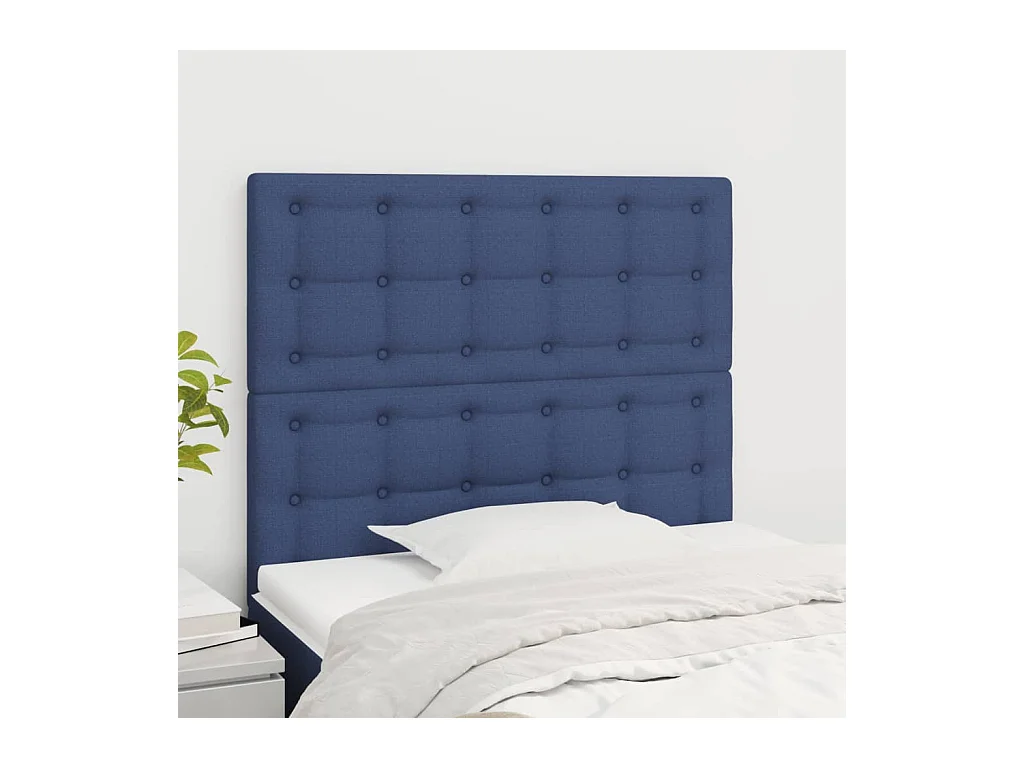 Cabeceros | Cabezal de cama | Mueble de cabecero 2 unidades de tela azul 90x5x78/88 cm