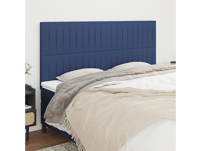 Têtes de lit | Panneaux de tête pour lit Moderne 4 pcs Bleu 80x5x78/88 cm Tissu