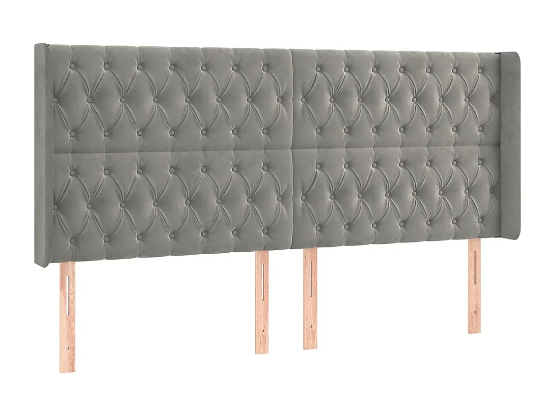 Hoofdbord | Hoofdeinde LED 203x16x118/128 cm fluweel lichtgrijs
