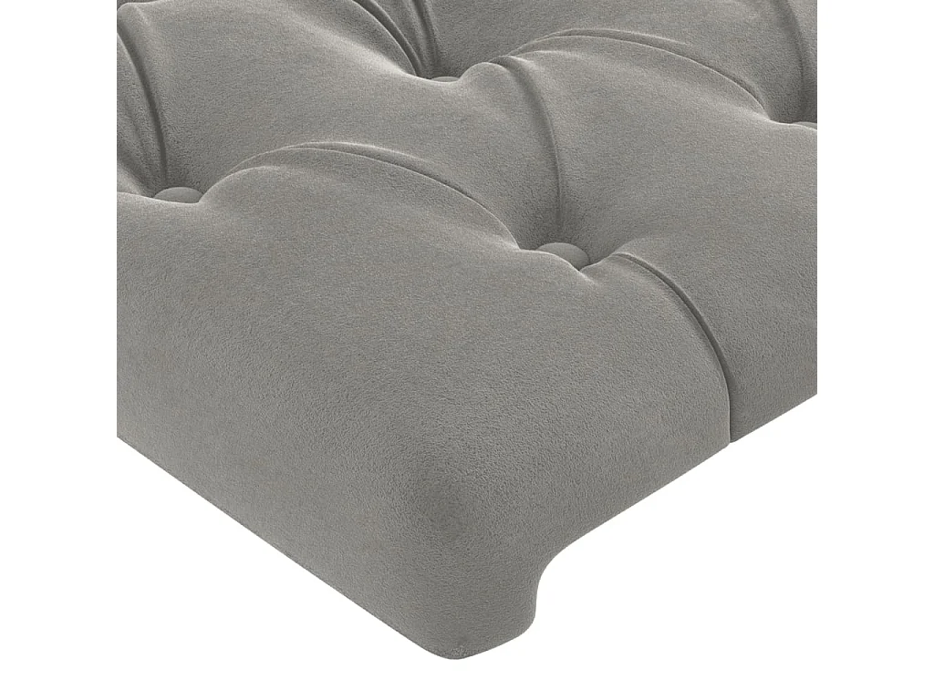 Hoofdbord | Hoofdeinde LED 203x16x118/128 cm fluweel lichtgrijs