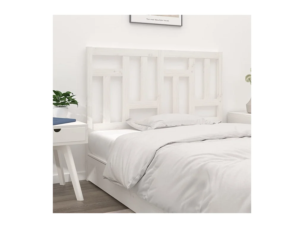 Cabecero de Cama | Cabezal de cama | Mueble de cabecero madera maciza de pino blanco 145,5x4x100 cm