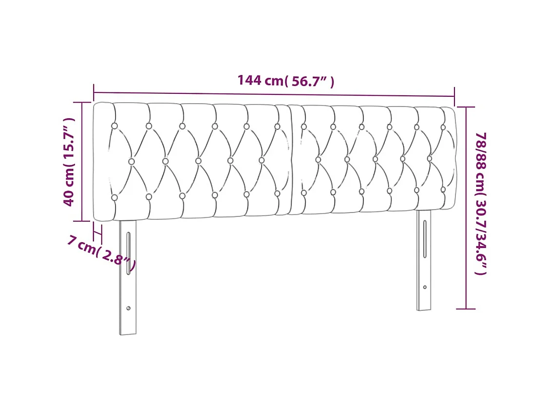 Tête de Lit | Panneau de tête pour lit Moderne à LED Bleu 144x7x78/88 cm Tissu