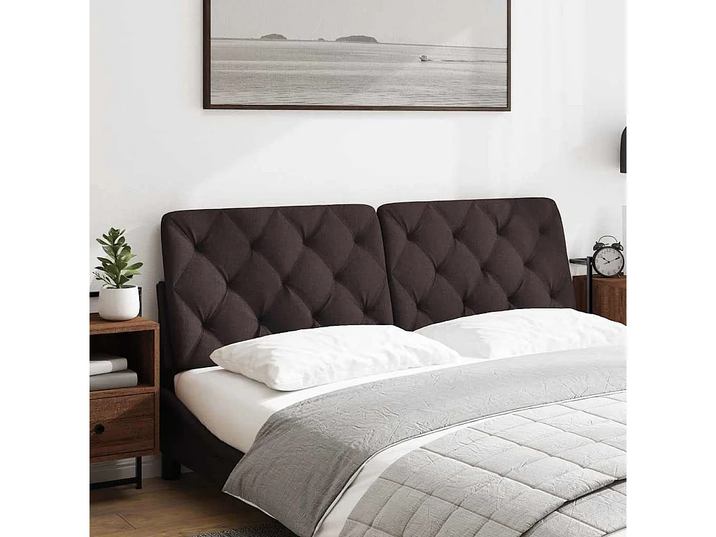 Cabecero de Cama | Cabezal de cama | Mueble de cabecero acolchado tela marrón oscuro 160 cm
