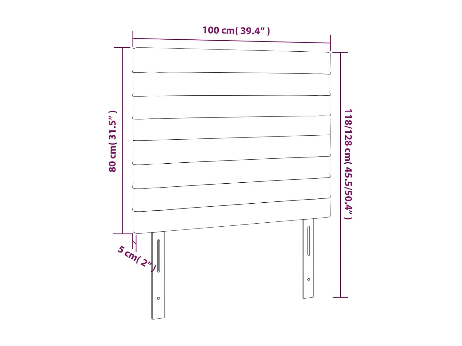 Hoofdbord | Hoofdeinde LED 100x5x118/128 cm fluweel donkergroen