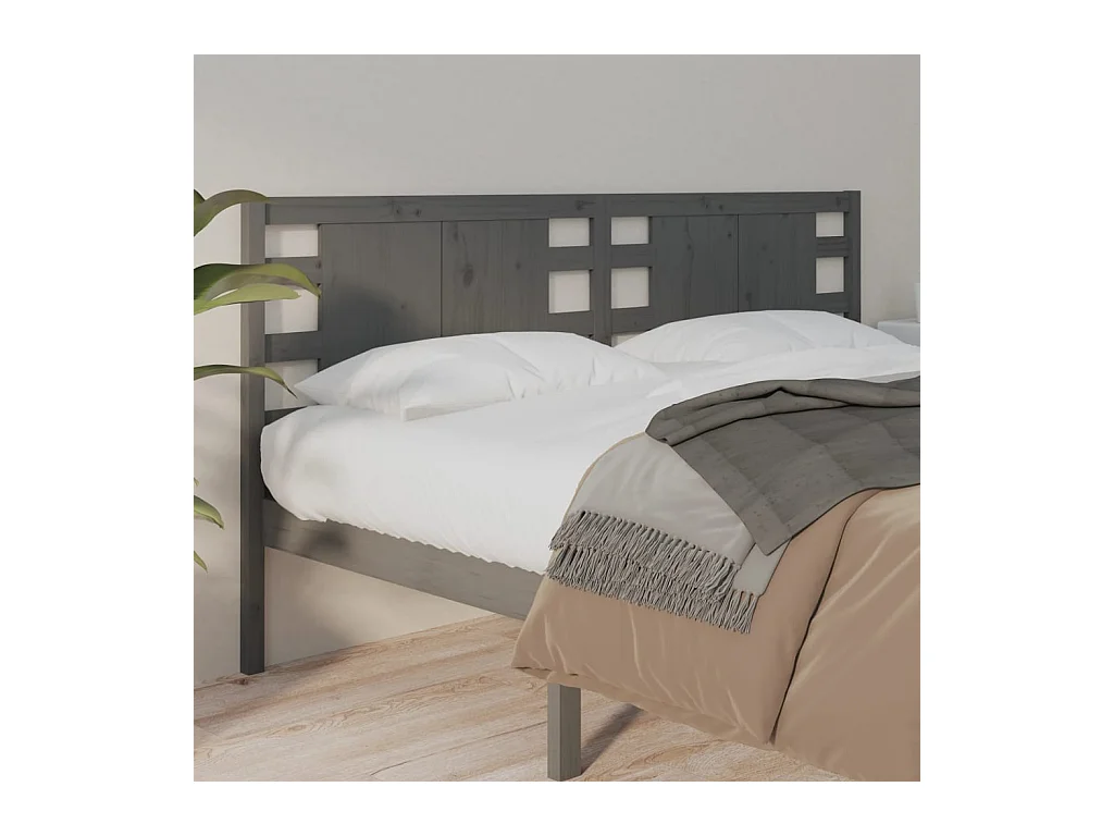 Mueble cabecero | Cabecero | Cabezal de cama madera maciza de pino gris 206x4x100 cm