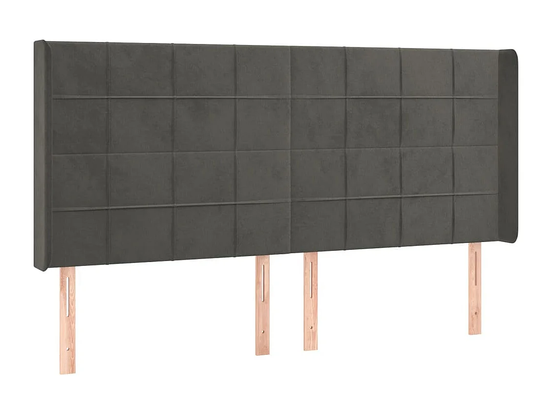 Hoofdbord | Hoofdeinde LED 183x16x118/128 cm fluweel donkergrijs