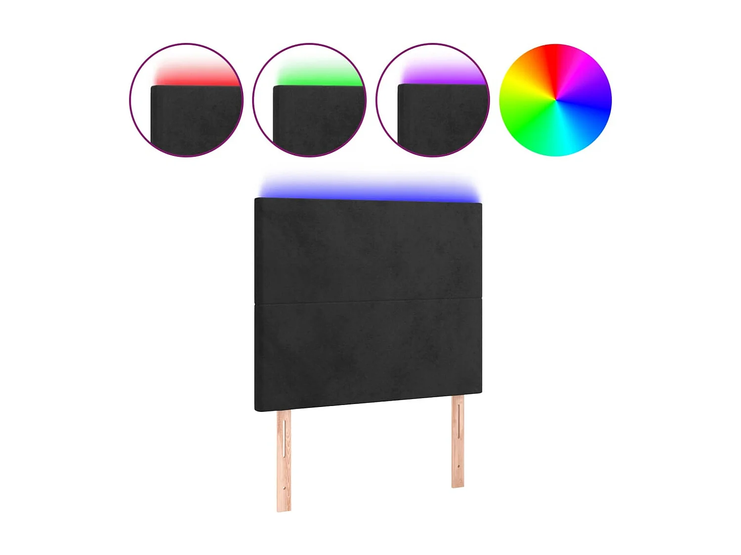 Hoofdbord | Hoofdeinde LED 100x5x118/128 cm fluweel zwart