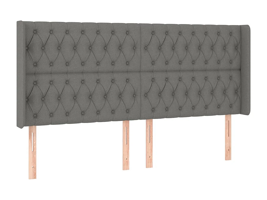 Hoofdbord | Hoofdeinde LED 183x16x118/128 cm stof donkergrijs