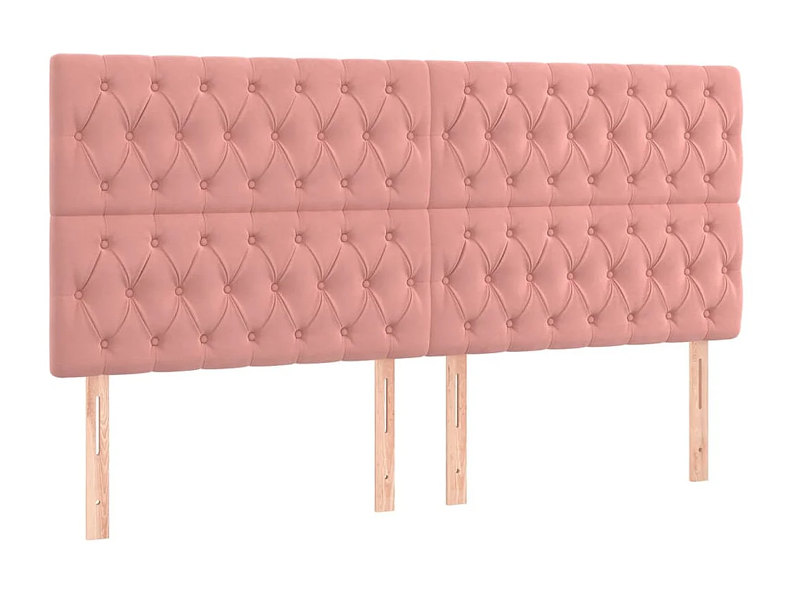 Hoofdbord | Hoofdeinde LED 200x7x118/128 cm fluweel roze