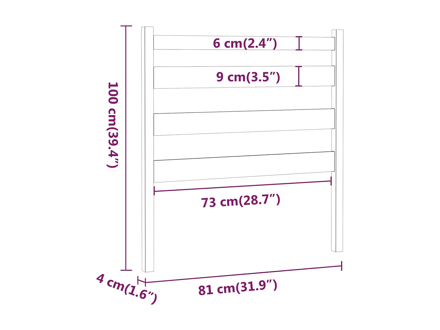 Hoofdbord | Hoofdeinde 81x4x100 cm massief grenenhout zwart