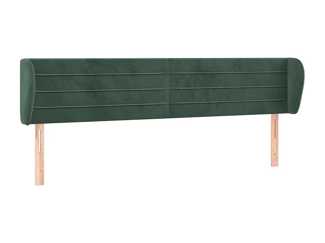Tête de Lit | Panneau de tête pour lit Moderne avec oreilles Vert foncé 203x23x78/88 cm Velours
