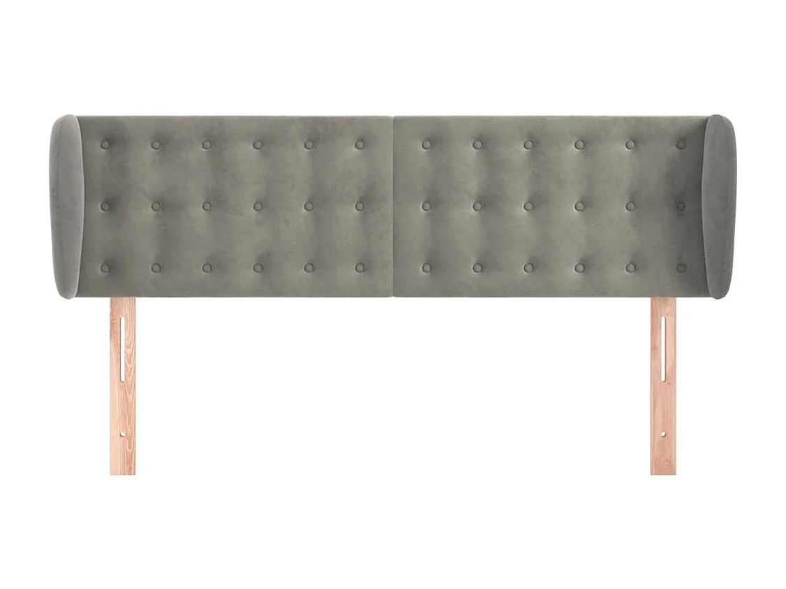 Mueble cabecero | Cabezal de cama | Cabecero de terciopelo gris claro 147x23x78/88 cm