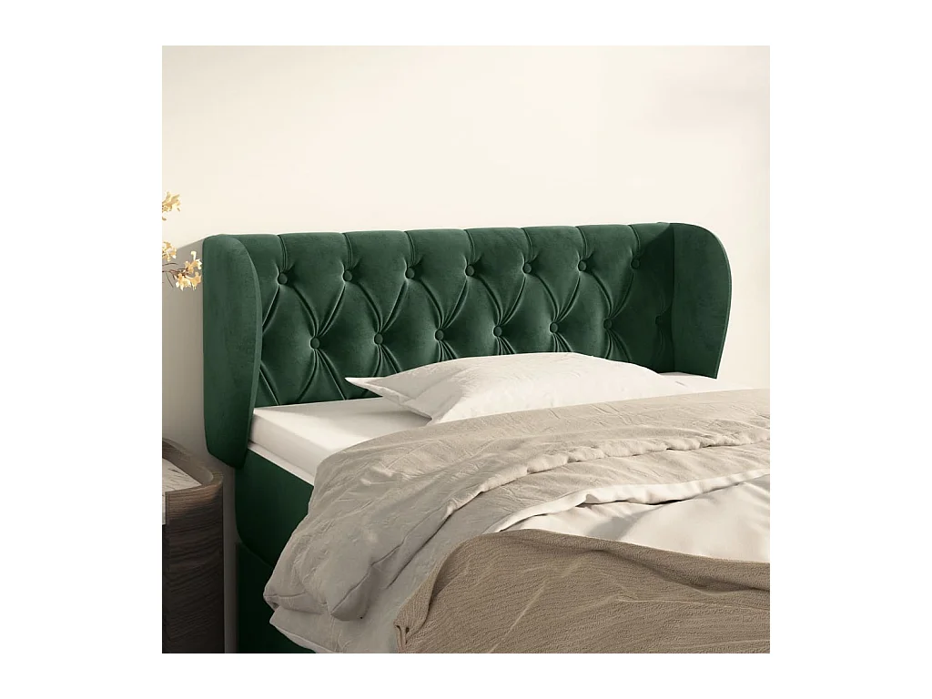 Mueble cabecero | Cabezal de cama | Cabecero de terciopelo verde oscuro 103x23x78/88 cm