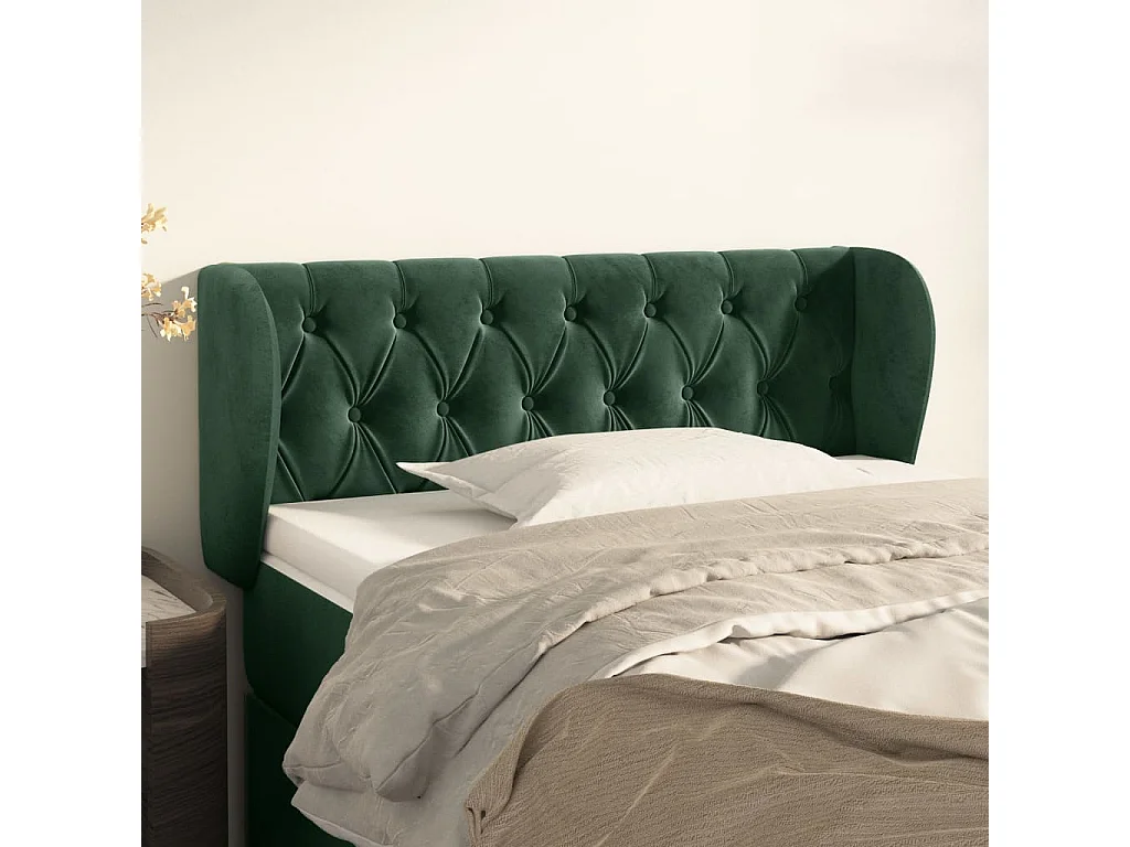 Hoofdbord | Hoofdeinde met randen 103x23x78/88 cm fluweel donkergroen