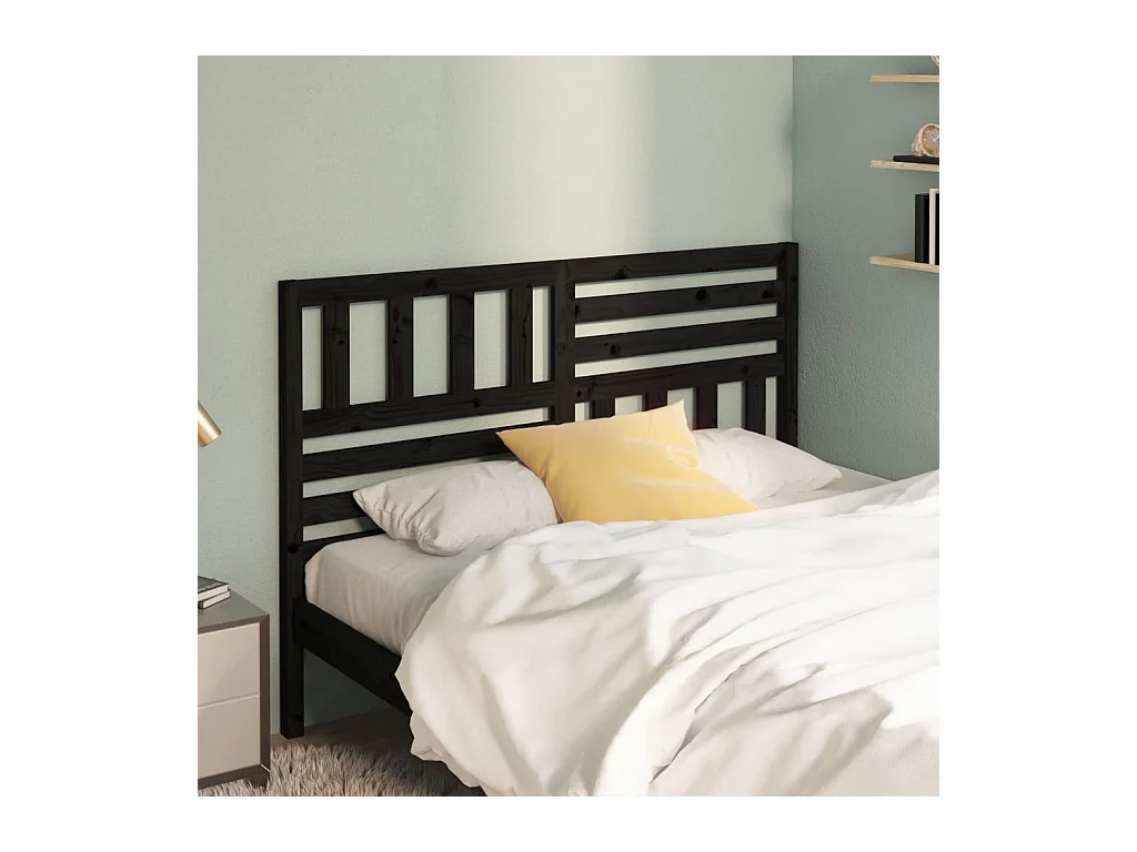 Cabecero de Cama | Cabezal de cama | Mueble de cabecero madera maciza de pino negro 126x4x100 cm