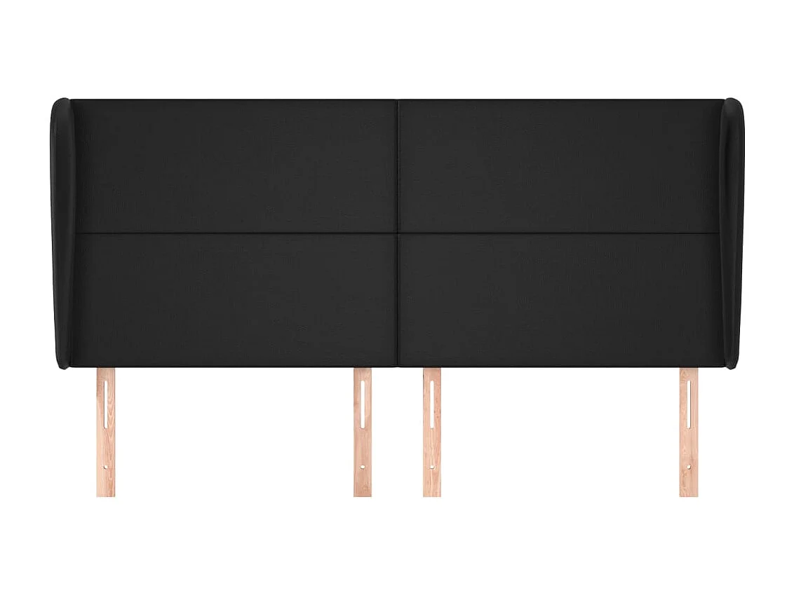 Tête de Lit | Panneau de tête pour lit Moderne avec oreilles Noir 203x23x118/128 cm Similicuir