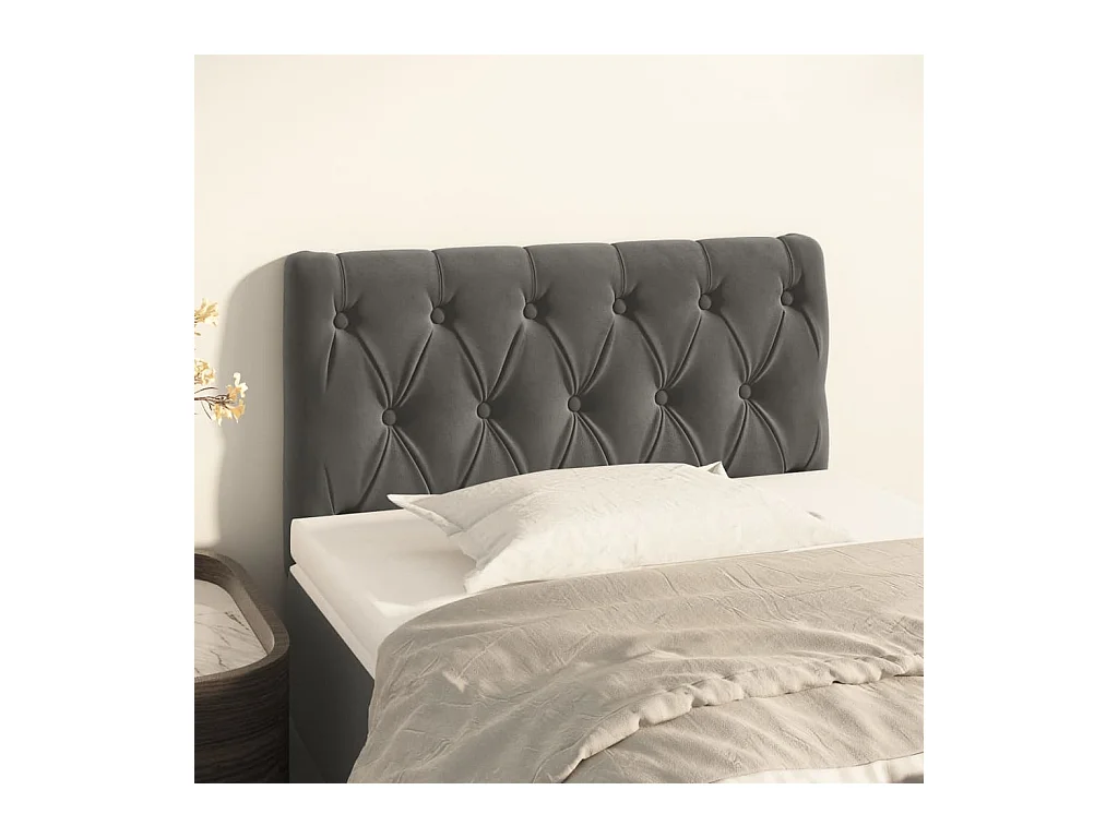 Mueble cabecero | Cabezal de cama | Cabecero de terciopelo gris oscuro 80x7x78/88 cm