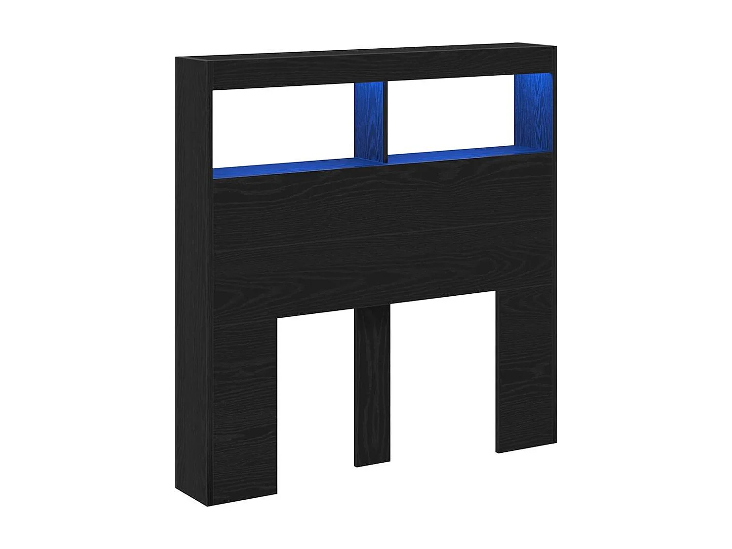 Tête de Lit avec rangement | Armoire de tête de lit avec LED chêne noir 100x17x102 cm