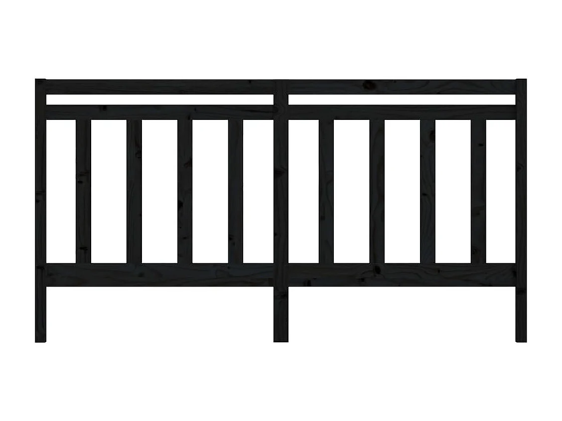 Tête de Lit | Panneau de tête pour lit Moderne Noir 206x4x100 cm Bois massif de pin