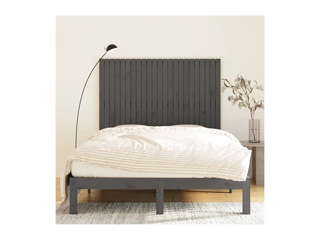 Tête de lit murale | Panneau de tête pour lit Moderne  Gris 146,5x3x110 cm Bois massif de pin
