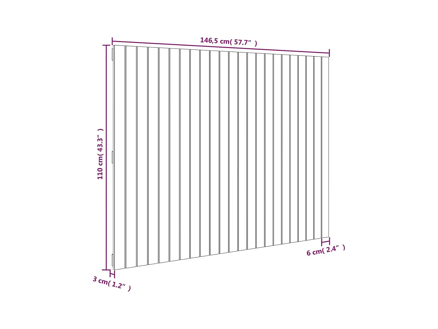 Tête de lit murale | Panneau de tête pour lit Moderne  Gris 146,5x3x110 cm Bois massif de pin