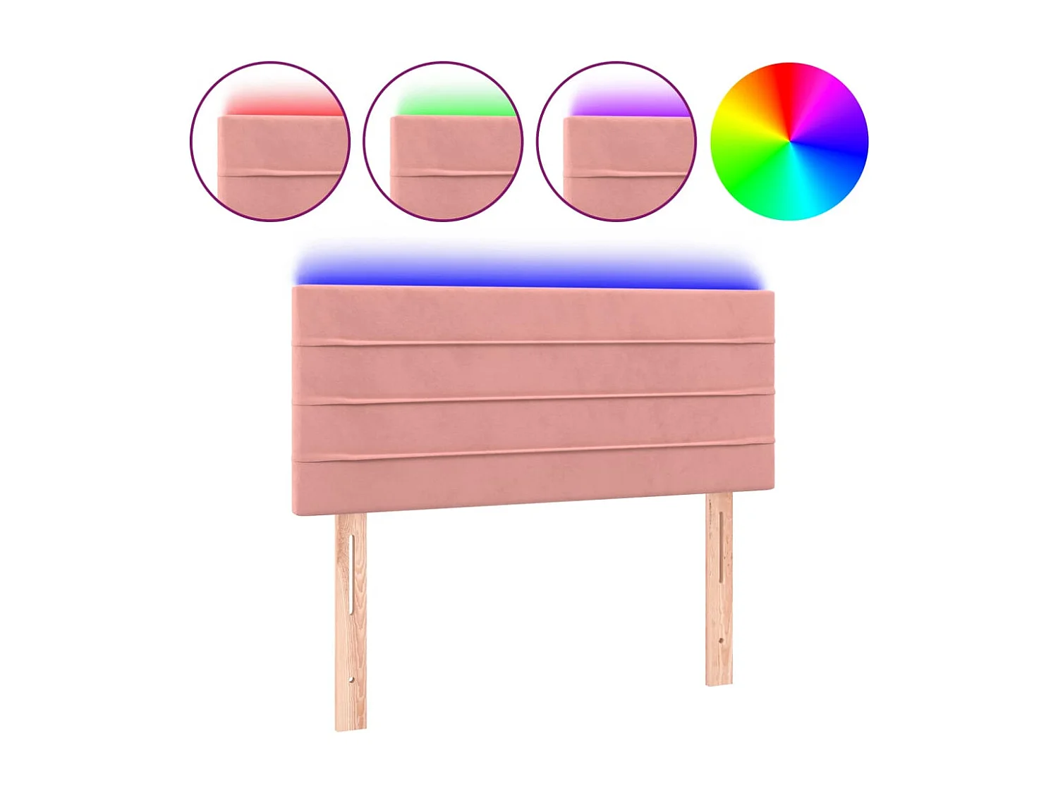 Hoofdbord | Hoofdeinde LED 100x5x78/88 cm fluweel roze