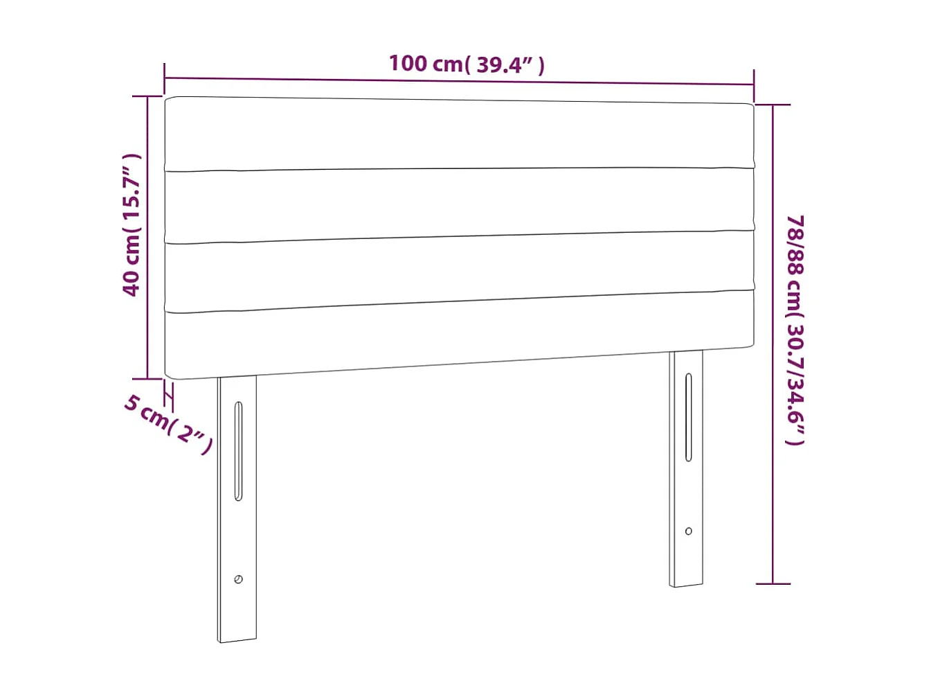 Hoofdbord | Hoofdeinde LED 100x5x78/88 cm fluweel roze