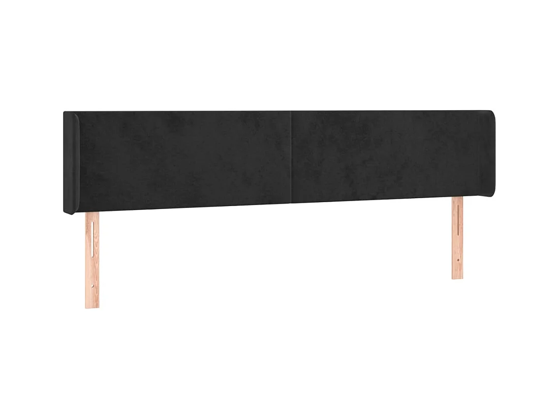 Cabecero | Cabezal de Cama | Mueble cabecero con LED de terciopelo negro 163x16x78/88 cm