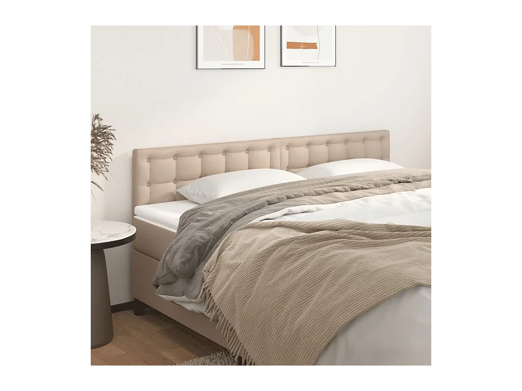 Cabeceros | Cabezal de cama | Mueble de cabecero 2 unidades cuero sintético capuchino 90x5x78/88 cm