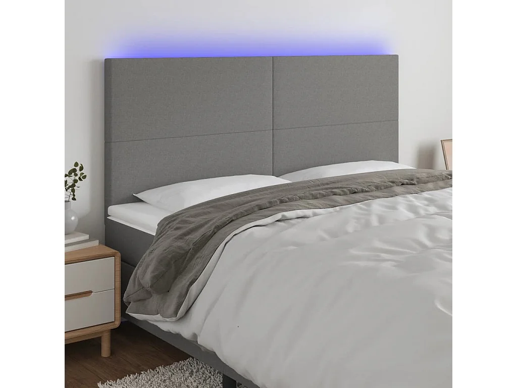 Hoofdbord | Hoofdeinde LED 200x5x118/128 cm stof donkergrijs