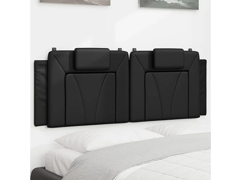 Cabecero de Cama | Cabezal de cama | Mueble de cabecero acolchado Viana cuero sintético negro 140 cm