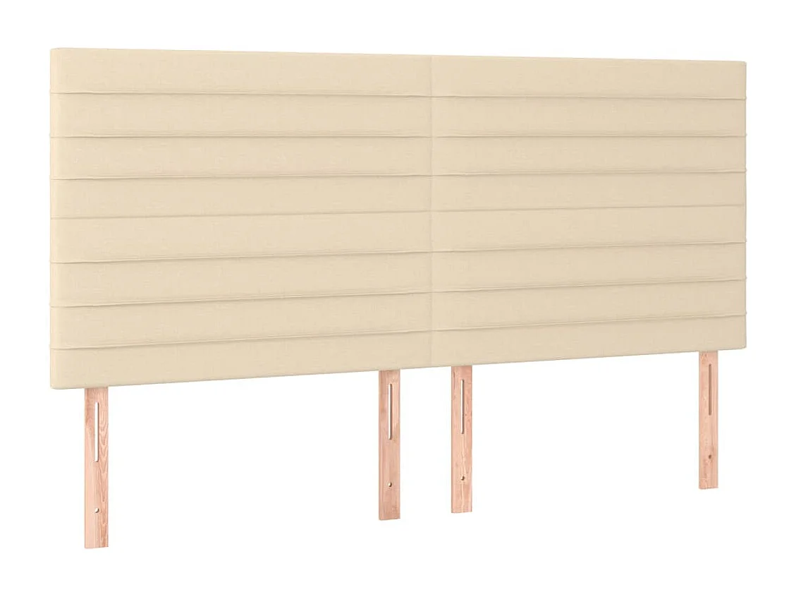 Cabecero | Cabezal de Cama | Mueble cabecero con luces LED tela crema 160x5x118/128 cm