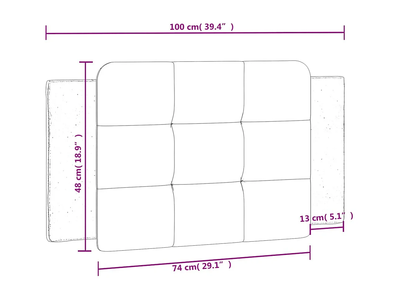 Tête de lit | Coussin de tête de lit | Tête de lit décoratif cappuccino 100 cm similicuir