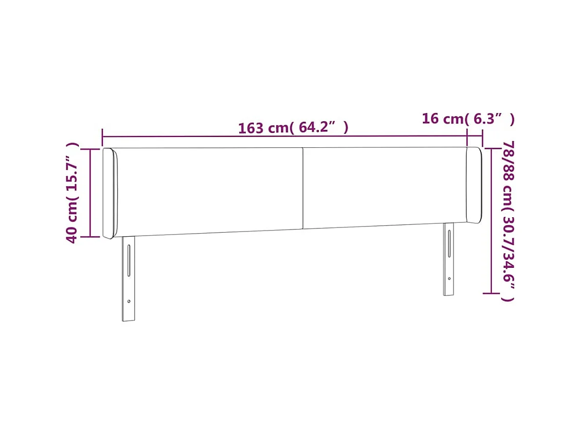 Tête de Lit | Panneau de tête pour lit Moderne à LED Crème 163x16x78/88 cm Tissu