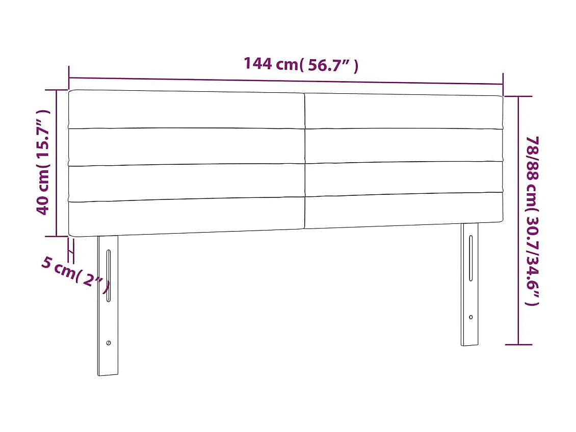 Tête de Lit | Panneau de tête pour lit Moderne à LED Crème 144x5x78/88 cm Tissu