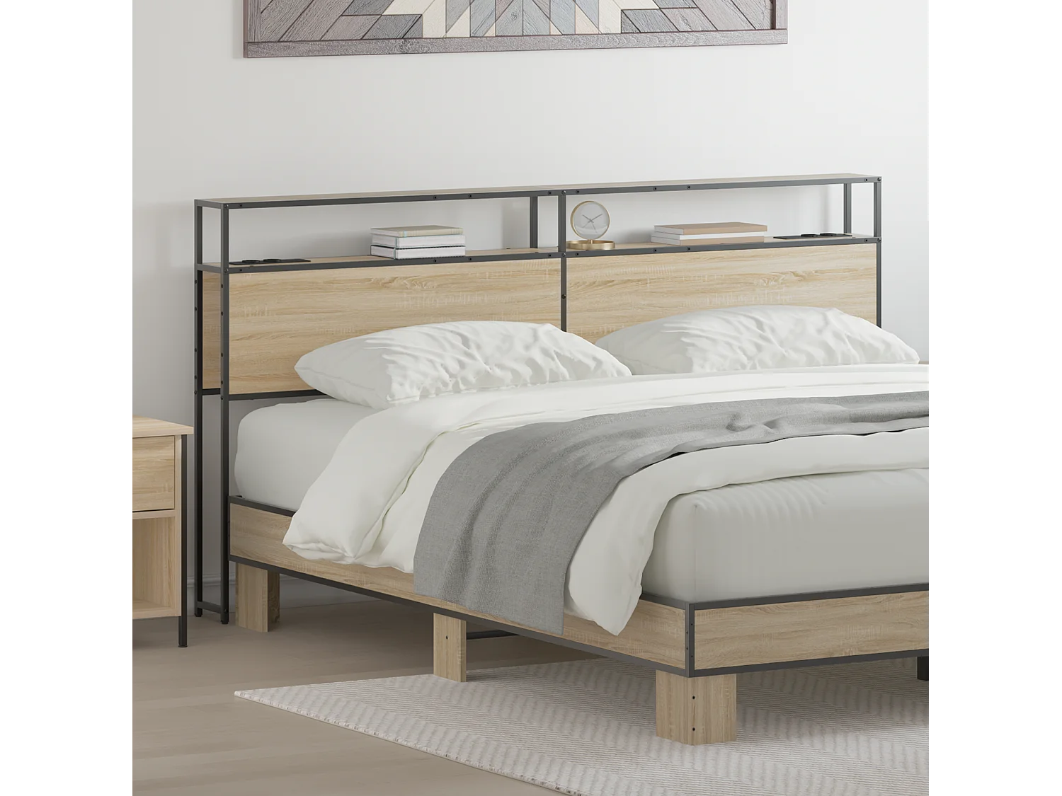 Mueble cabecero con almacenamiento | Cabecera de almacenamiento con estante Roble Sonoma 180 cm