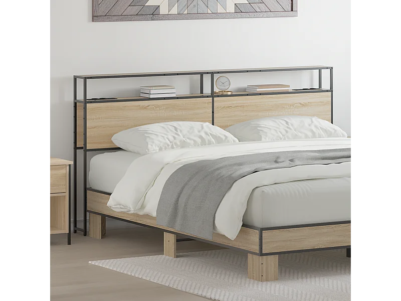 Mueble cabecero con almacenamiento | Cabecera de almacenamiento con estante Roble Sonoma 180 cm