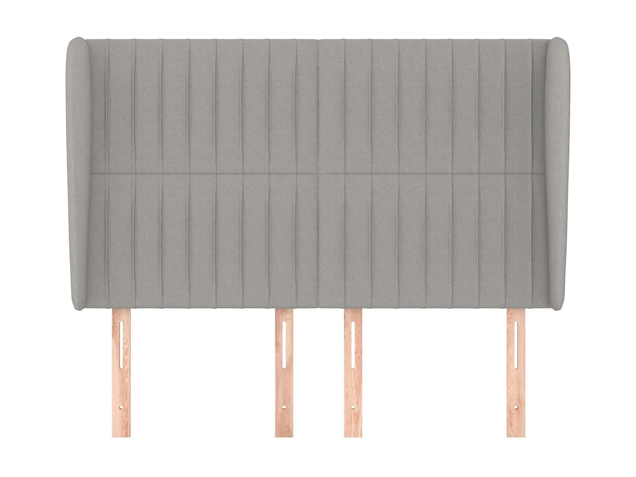 Cabecero | Cabezal de Cama | Mueble cabecero con orejas de tela gris claro 147x23x118/128 cm