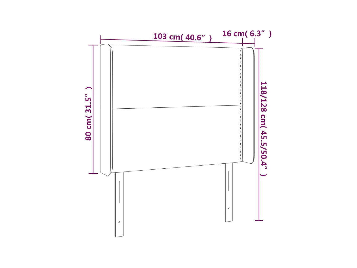 Cabecero | Cabezal de Cama | Mueble cabecero con LED cuero sintético negro 103x16x118/128 cm