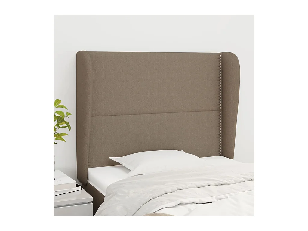 Tête de Lit | Panneau de tête pour lit Moderne avec oreilles Taupe 93x23x118/128 cm Tissu