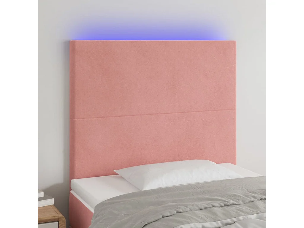 Hoofdbord | Hoofdeinde LED 80x5x118/128 cm fluweel roze