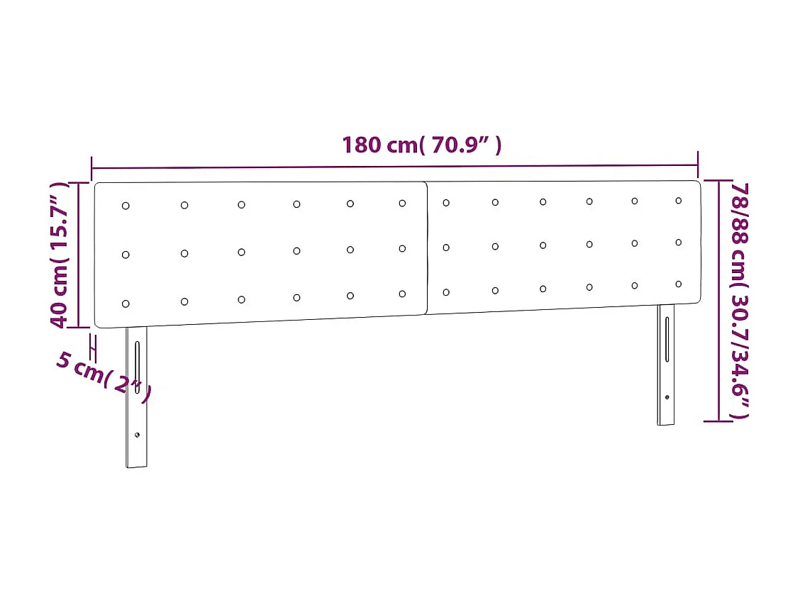 Hoofdbord | Hoofdeinde LED 180x5x78/88 cm fluweel donkergroen