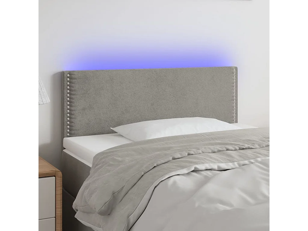 Hoofdbord | Hoofdeinde LED 90x5x78/88 cm fluweel lichtgrijs