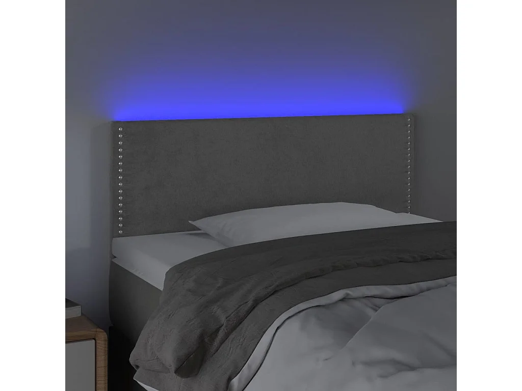 Hoofdbord | Hoofdeinde LED 90x5x78/88 cm fluweel lichtgrijs